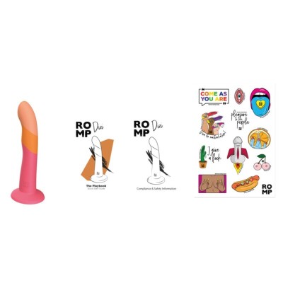 ROMP - DIZI DILDO DE SILICONE COM VENTOSA TRICOLOR 18 CM - D-245882 - Dona Pimenta