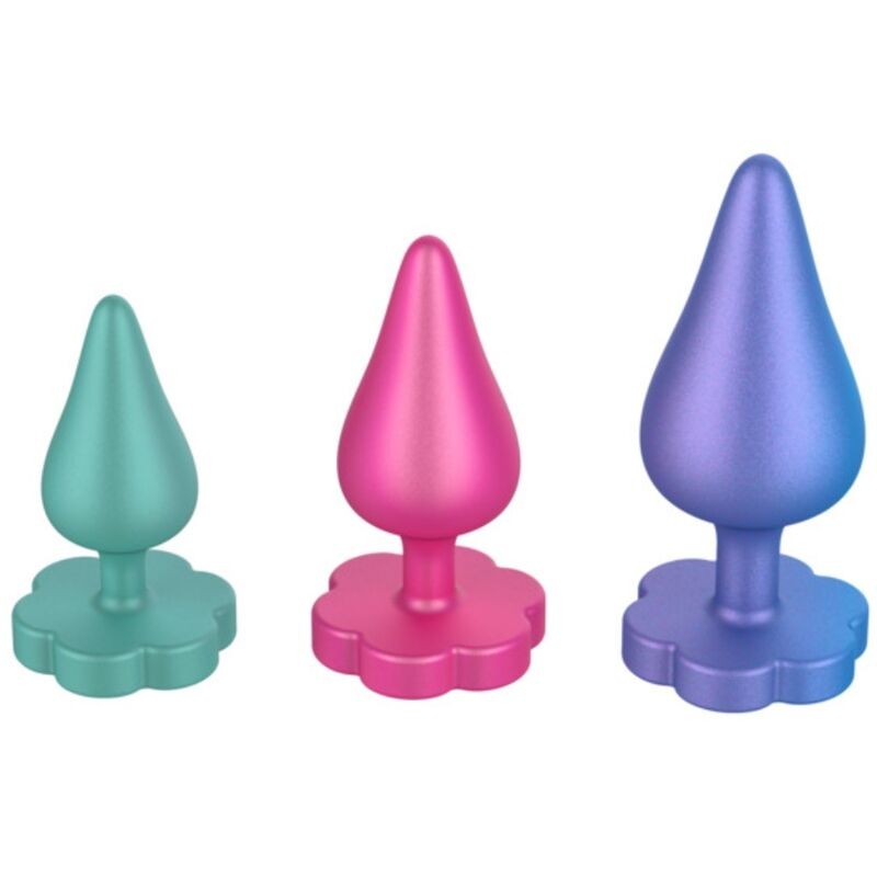 ROMP - KIT DE TREINAMENTO ANAL LUSTER P/M/G COM BASE EM FORMATO DE FLOR - D-245861 - Dona Pimenta