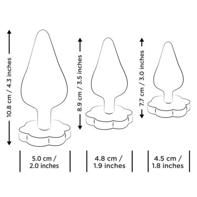 ROMP - KIT DE TREINAMENTO ANAL LUSTER P/M/G COM BASE EM FORMATO DE FLOR - D-245861 - Dona Pimenta