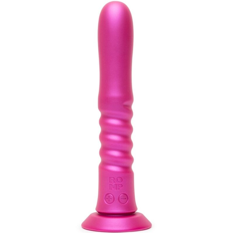 ROMP - JIGGLE VIBRADOR COM MOVIMENTOS PARA CIMA E PARA BAIXO COM VENTOSA ROSA - D-245860 - Dona Pimenta
