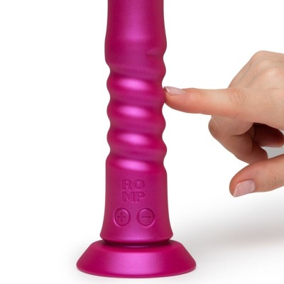 ROMP - JIGGLE VIBRADOR COM MOVIMENTOS PARA CIMA E PARA BAIXO COM VENTOSA ROSA - D-245860 - Dona Pimenta