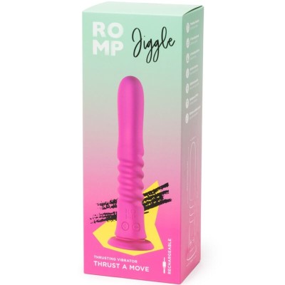 ROMP - JIGGLE VIBRADOR COM MOVIMENTOS PARA CIMA E PARA BAIXO COM VENTOSA ROSA - D-245860 - Dona Pimenta