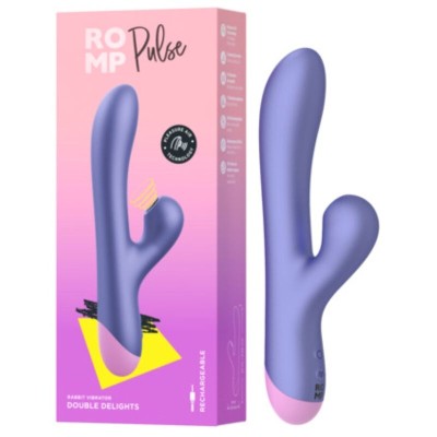 ROMP - PULSE RABBIT VIBRADOR DUPLO PARA PONTO G AZUL ELÉTRICO - D-245866 - Dona Pimenta
