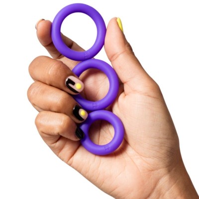 ROMP - REMIX TRIO CONJUNTO DE 3 ANÉIS PENIANOS DE SILICONE ROXOS - D-245889 - Dona Pimenta