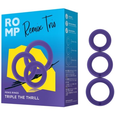 ROMP - REMIX TRIO CONJUNTO DE 3 ANÉIS PENIANOS DE SILICONE ROXOS - D-245889 - Dona Pimenta