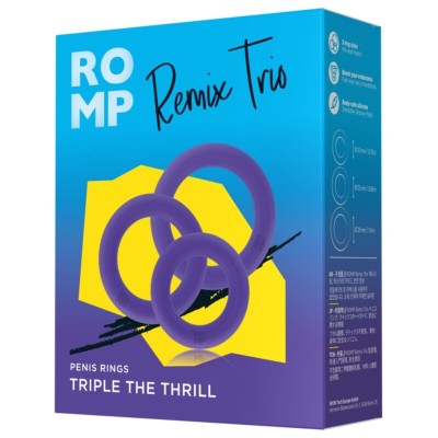 ROMP - REMIX TRIO CONJUNTO DE 3 ANÉIS PENIANOS DE SILICONE ROXOS - D-245889 - Dona Pimenta