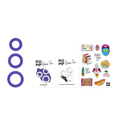 ROMP - REMIX TRIO CONJUNTO DE 3 ANÉIS PENIANOS DE SILICONE ROXOS - D-245889 - Dona Pimenta