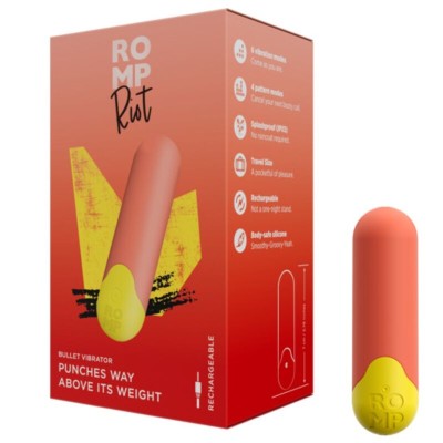 ROMP - RIOT MULTIFUNCIONAL VIBRATÓRIO BULLET LARANJA + AMARELO - D-245887 - Dona Pimenta