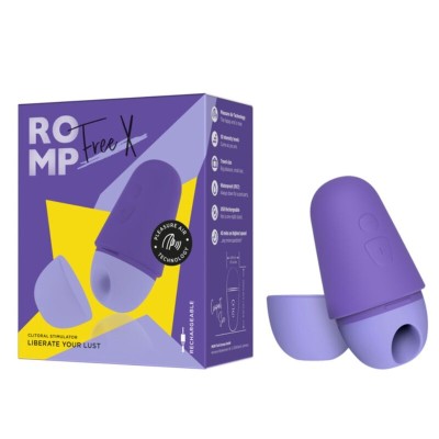 ROMP - FREE ESTIMULADOR CLITORIAL GRÁTIS COM TAMPA, 10 NÍVEIS, RECARREGÁVEL, ROXO - D-245872 - Dona Pimenta