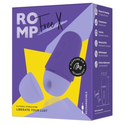 ROMP - FREE ESTIMULADOR CLITORIAL GRÁTIS COM TAMPA, 10 NÍVEIS, RECARREGÁVEL, ROXO - D-245872 - Dona Pimenta