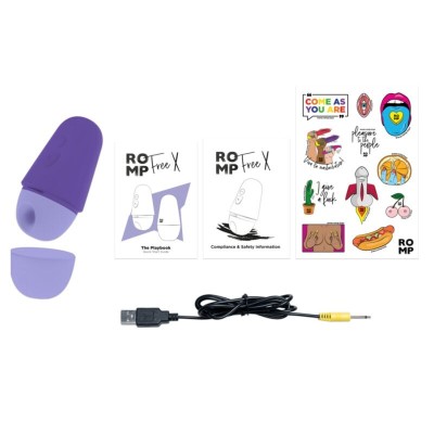 ROMP - FREE ESTIMULADOR CLITORIAL GRÁTIS COM TAMPA, 10 NÍVEIS, RECARREGÁVEL, ROXO - D-245872 - Dona Pimenta