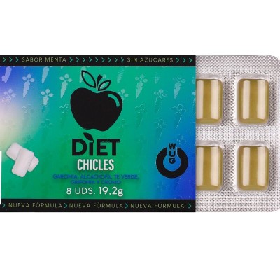 WUG DIET - GOMA DE HORTELÃ FUNCIONAL SEM AÇÚCAR, EM CARTELA COM 8 UNIDADES - D-246173 - Dona Pimenta