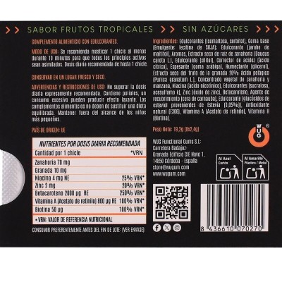 WUG SOLAR - GOMA DE MASCAR FUNCIONAL COM VITAMINAS E ZINCO, SABOR FRUTAS TROPICAIS, EM CARTELA COM 8 UNIDADES - D-246176 - Dona 