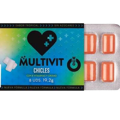 WUG MULTIVIT - MULTIVITAMÍNICO FUNCIONAL SABOR TROPICAL, 8 UNIDADES EM CARTELA - D-246177 - Dona Pimenta