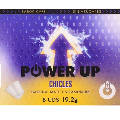 WUG POWER UP – GOMA DE MASCAR FUNCIONAL COM CAFEÍNA E SABOR DE CAFÉ MATE, EM CARTELA COM 8 UNIDADES - D-246178 - Dona Pimenta