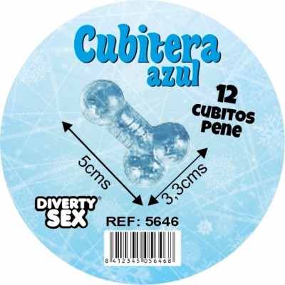 DIABLO PICANTE - 12 PÊNIS DE SILICONE DURO PENDURADOS EM BALDE DE GELO AZUL - D-245897 - Dona Pimenta