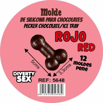 DIABLO PICANTE - FORMA DE CHOCOLATE COM 12 PÊNIS DE SILICONE PARA PENDURAR VERMELHO - D-245899 - Dona Pimenta
