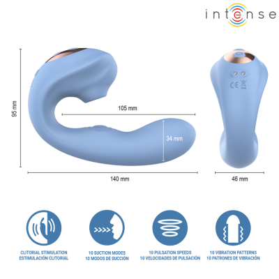 INTENSE - GINA - ESTIMULADOR CLITORIAL MULTIFUNCIONAL AZUL - D-246251 - Dona Pimenta