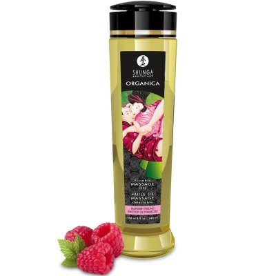 SHUNGA - ÓLEO DE MASSAGEM ORGÂNICO COM AROMA DE FRAMBOESA 240 ML - D-246256 - Dona Pimenta