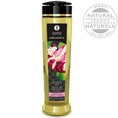 SHUNGA - ÓLEO DE MASSAGEM ORGÂNICO COM AROMA DE FRAMBOESA 240 ML - D-246256 - Dona Pimenta