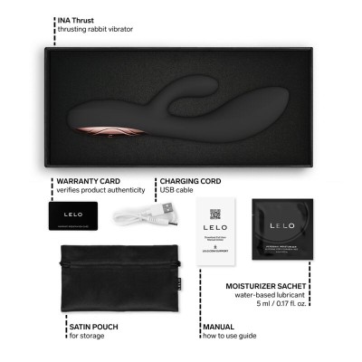 LELO - INA THRUST RABBIT VIBRADOR DE EMPURRAÇÃO PRETO - D-246220 - Dona Pimenta