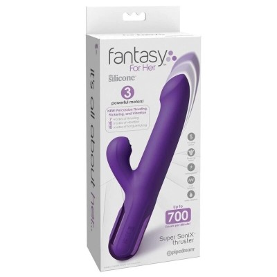 FANTASY FOR HER - SUPER SONIX THRUSTER RABBIT VIBRATOR ROXO - D-246193 - Dona Pimenta