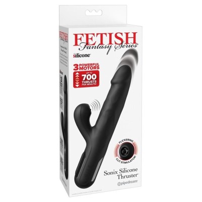 FETISH FANTASY SERIES - VIBRADOR COELHO DE SILICONE SONIX PRETO - D-246196 - Dona Pimenta