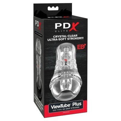 PDX ELITE - VIEWTUBE PLUS STROKER TRANSPARENTE COM ADERÊNCIA FÁCIL E VERSÁTIL 21 CM - D-246203 - Dona Pimenta