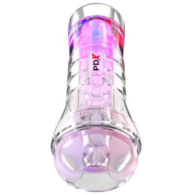 PDX ELITE - VIEWTUBE XXL LED TRANSPARENT STROKER 27,3 CM - D-246204 - Dona Pimenta