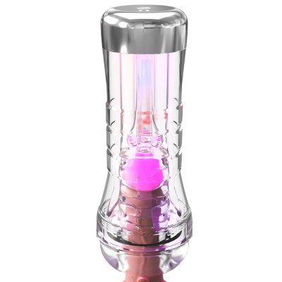 PDX ELITE - VIEWTUBE XXL LED TRANSPARENT STROKER 27,3 CM - D-246204 - Dona Pimenta