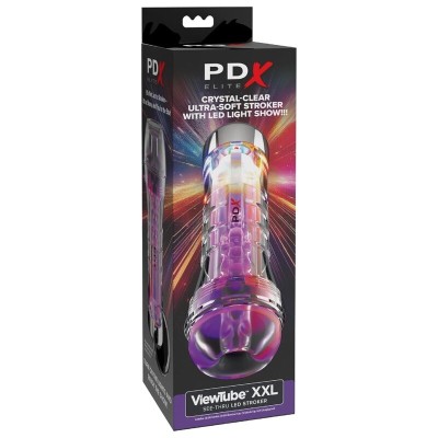 PDX ELITE - VIEWTUBE XXL LED TRANSPARENT STROKER 27,3 CM - D-246204 - Dona Pimenta
