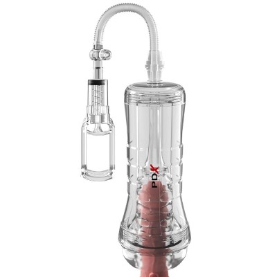 PDX ELITE - VIEWTUBE VAC XXL TRANSPARENTE STROKER COM BOMBA DE SUCÇÃO 27,3 CM - D-246205 - Dona Pimenta
