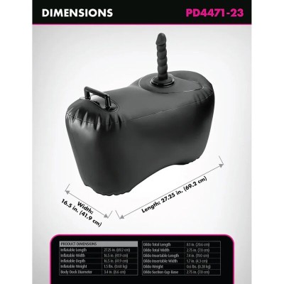 FETISH FANTASY SERIES - SOFÁ INFLÁVEL BODY DOCK COM DILDO 69,2 CM PRETO - D-246191 - Dona Pimenta