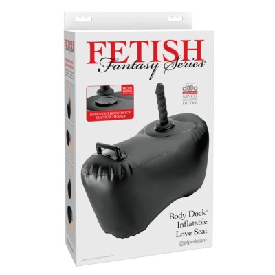 FETISH FANTASY SERIES - SOFÁ INFLÁVEL BODY DOCK COM DILDO 69,2 CM PRETO - D-246191 - Dona Pimenta