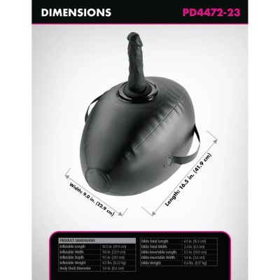 FETISH FANTASY SERIES - BODY DOCK BOLA DE AMOR INFLÁVEL COM DILDO PRETA 41,9 CM - D-246197 - Dona Pimenta