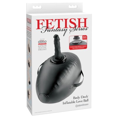 FETISH FANTASY SERIES - BODY DOCK BOLA DE AMOR INFLÁVEL COM DILDO PRETA 41,9 CM - D-246197 - Dona Pimenta