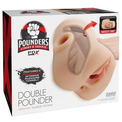 PDX PLUS - DUPLO PUUNDER VIBRATÓRIO COM APERTO E ESTIMULAÇÃO LEVE 20,5 CM - D-246187 - Dona Pimenta