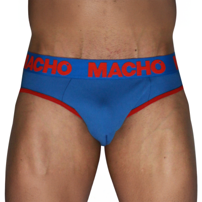 MACHO - MCH005 SLIP CLÁSSICO AZUL + VERMELHO S - D-245758 - Dona Pimenta