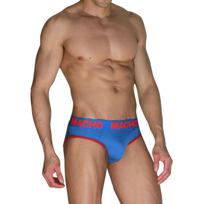 MACHO - MCH005 SLIP CLÁSSICO AZUL + VERMELHO S - D-245758 - Dona Pimenta