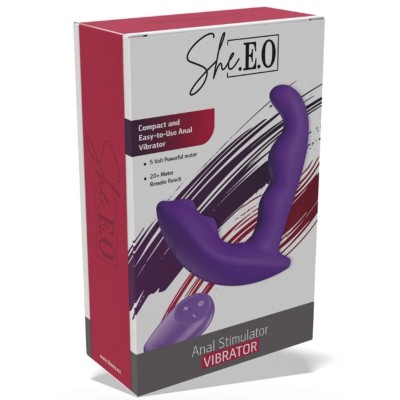 SHE.E.O - ESTIMULADOR ANAL VIBRATÓRIO ROTATIVO COM CONTROLE REMOTO - ROXO - D-246241 - Dona Pimenta