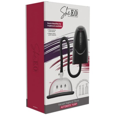 SHE.E.O - BOMBA DE VÁCUO AUTOMÁTICA PARA VAGINA E CLITÓRIS PRETA - D-246239 - Dona Pimenta
