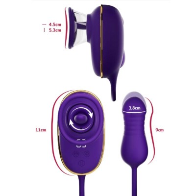 SHE.E.O - APARELHO DE SUCÇÃO CLITORIANA COM EFEITO DE LAMBIDA E ESTIMULADOR ANAL ROXO - D-246245 - Dona Pimenta