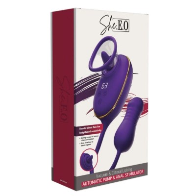 SHE.E.O - APARELHO DE SUCÇÃO CLITORIANA COM EFEITO DE LAMBIDA E ESTIMULADOR ANAL ROXO - D-246245 - Dona Pimenta