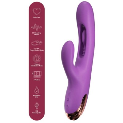 SHE.E.O - VIBRADOR RABBIT PARA PONTO G COM MOVIMENTO DIGITAL ROXO - D-246246 - Dona Pimenta