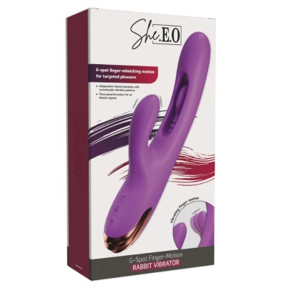 SHE.E.O - VIBRADOR RABBIT PARA PONTO G COM MOVIMENTO DIGITAL ROXO - D-246246 - Dona Pimenta