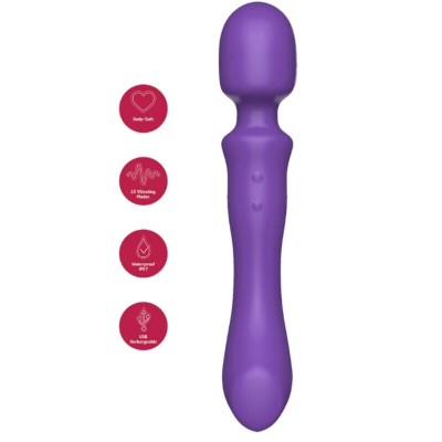 SHE.E.O - VARINHA MASSAGEADORA VIBRATÓRIA DE DUAS PONTAS ROXA - D-246240 - Dona Pimenta