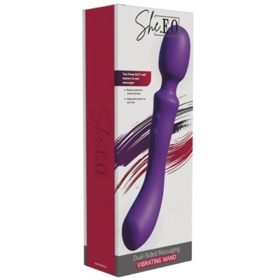 SHE.E.O - VARINHA MASSAGEADORA VIBRATÓRIA DE DUAS PONTAS ROXA - D-246240 - Dona Pimenta