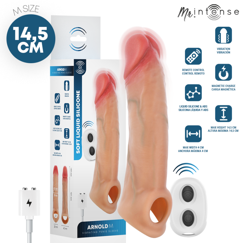 MR INTENSE - ARNOLD CAPA VIBRATÓRIA ULTRA-REALISTA PARA PÊNIS M 14,5 CM -Ø- 4 CM - D-245170 - Dona Pimenta