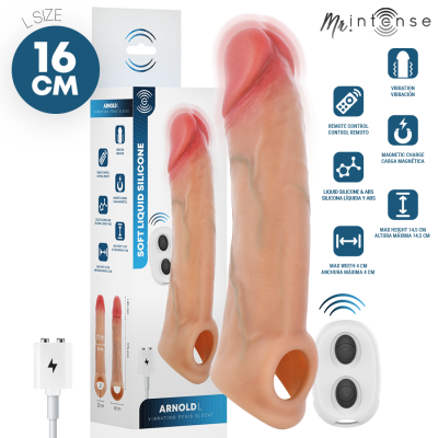 MR INTENSE - ARNOLD L CAPA PENIANA VIBRATÓRIA ULTRA-REALISTA COM CONTROLE REMOTO 16 CM -Ø- 4,5 CM - D-245171 - Dona Pimenta