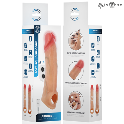 MR INTENSE - ARNOLD L CAPA PENIANA VIBRATÓRIA ULTRA-REALISTA COM CONTROLE REMOTO 16 CM -Ø- 4,5 CM - D-245171 - Dona Pimenta